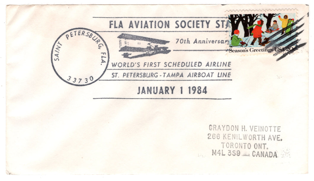 United States Postage Stamps - # 2026 - FLA Aviation Society 75th Anniversary - Event Cover