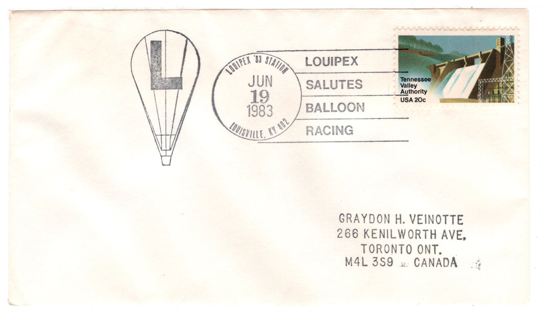 United States Postage Stamps - # 2042 - LOUIPEX Salutes Balloon Racing - Event Cover