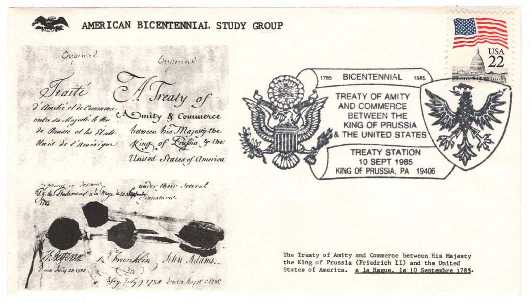 United States Postage Stamps - # 2114 - Bicentennial Treaty of Amity and Commerce with the King of Prussia - Event Cover