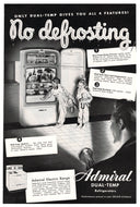 Admiral Dual Temp Refrigerators Vintage Ad - (No Defrosting) # 11A - 1950's