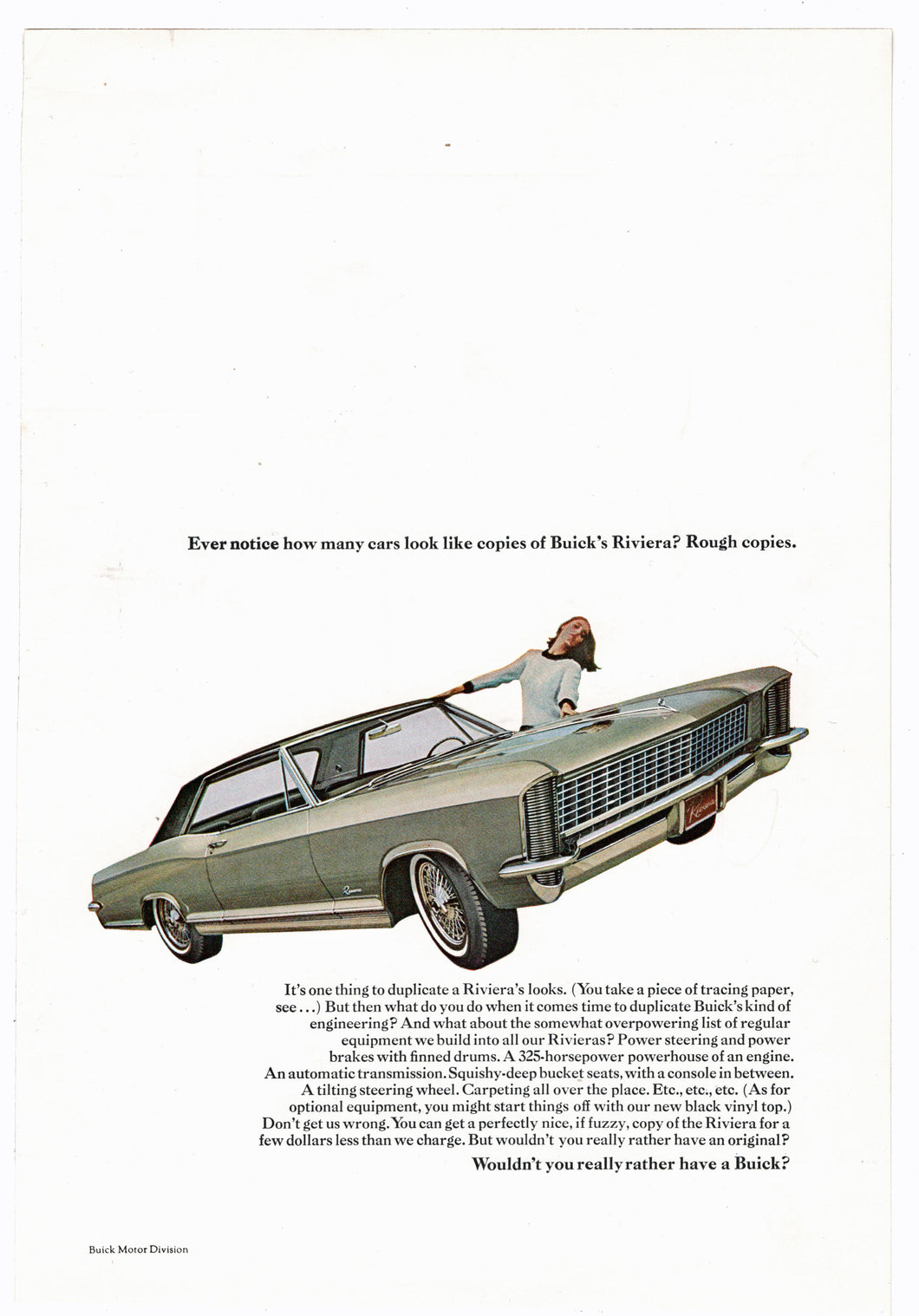 Buick Riviera - Vintage Ad - (The new 325 Horsepower Engine) # 13 - General Motors Company 1960's