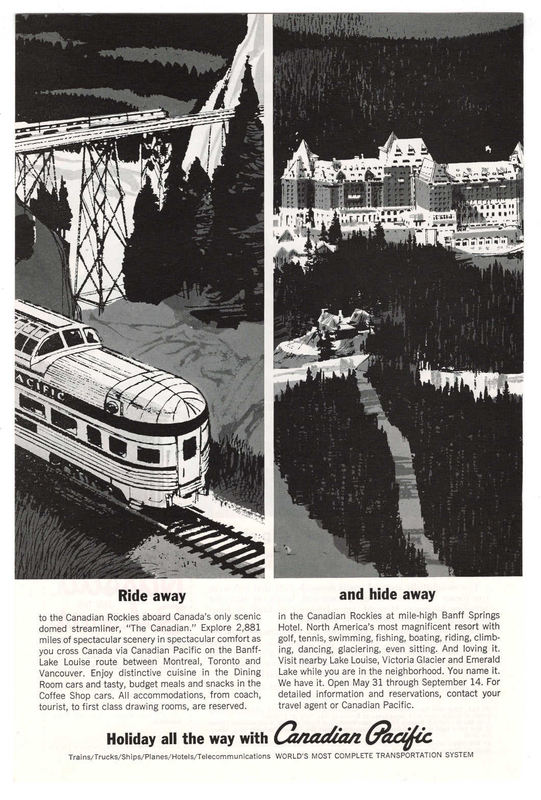Canadian Pacific Vintage Ad - (Rockies at Banff Springs, Alberta, Canada) # 69 - 1960's