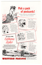 Load image into Gallery viewer, California Zephyr - Western Pacific Railway Vintage Ad - (Pick a Pack of Postcards) # 121 - 1960&#39;s
