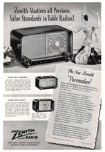 Load image into Gallery viewer, Zenith Pacemaker Radios Vintage Ad - (Table Top Radios) # 138 - 1948
