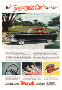 Nash Ambassador - Vintage Ad - (The Travelingest Car Ever Built) # 188 - Nash Motor Division 1953