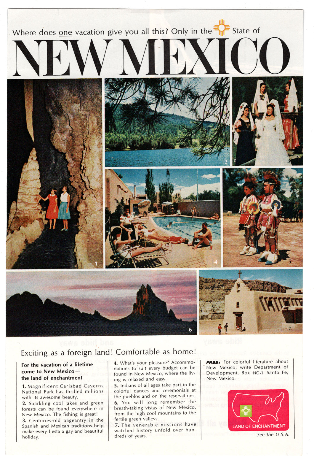 New Mexico Vacation, USA Vintage Ad - (Land of Enchantment) # 249 - 1960's