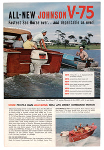 Johnson Outboard Motors V-75 - Vintage Ad - (Fastest Sea-Horse Ever!) # 260 - 1960's