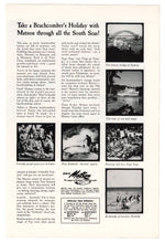Load image into Gallery viewer, Matson Cruise Line Vintage Ad - (Take a Beachcomber&#39;s Holiday with Matson through all the South Seas) # 273 - 1960&#39;s
