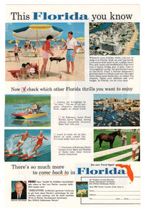 Florida Vacation, USA Vintage Ad - (This Florida You Know) # 333 - 1960's