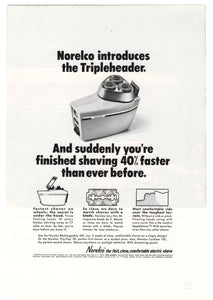 Norelco Electric Shavers Vintage Ad (Norelco Introduces the Tripleheader) # 346 - 1960's