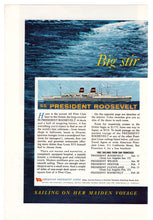 Load image into Gallery viewer, American President Cruise Lines Vintage Ad - (SS President Roosevelt Maiden Voyage to the Orient) # 390 - 1962

