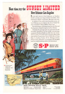 Southern Pacific Railway Vintage Ad - (Sunset Limited - New Orleans to Los Angeles) # 496 - 1960's