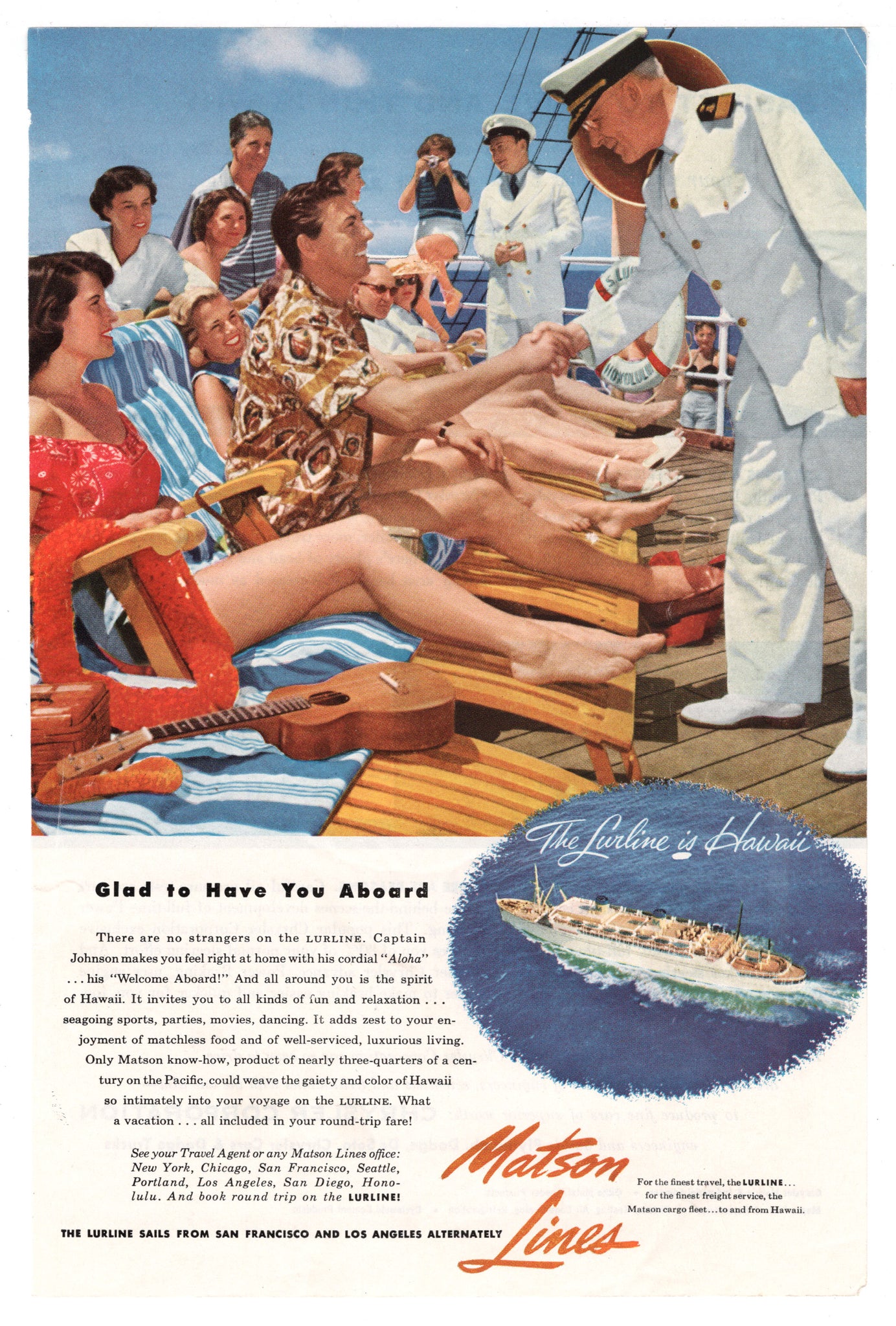 Matson Cruise Line Vintage Ad - (The Lurline is Hawaii) # 498
