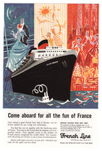 Load image into Gallery viewer, French Cruise Lines Vintage Ad - (Come Aboard for all the Fun of France) # 499 - 1960&#39;s
