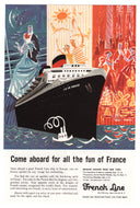 French Cruise Lines Vintage Ad - (Come Aboard for all the Fun of France) # 499 - 1960's
