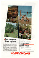 North Carolina Vacation, USA Vintage Ad - (Four Seasons, Three Regions) # 506 - 1960's