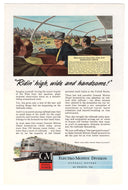General Motors Electro-Motive Train Division Vintage Ad - (Ridin' High, Wide and Handsome) # 616 - 1960's