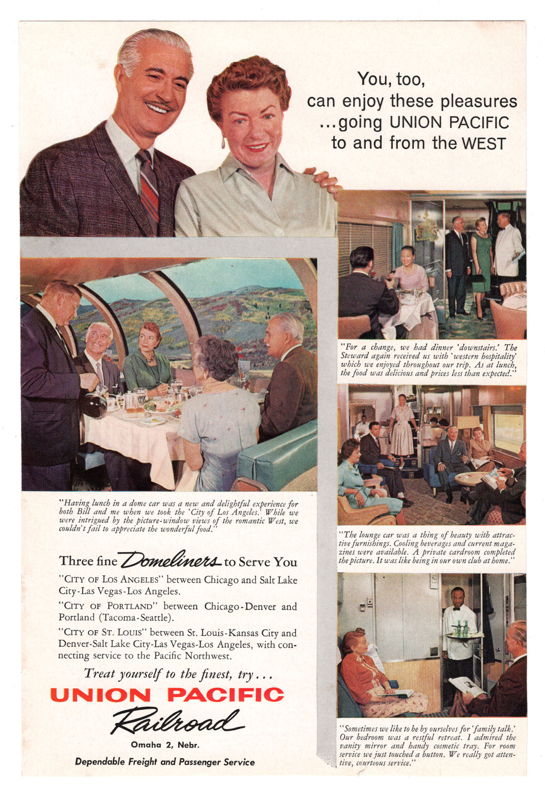 Union Pacific Railroad Vintage Ad - (Domeliners) # 618 - 1960's