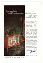 Load image into Gallery viewer, Zenith Color Television Vintage Ad - (Featuring the Lombardi Model 6051) # 633 - 1960&#39;s
