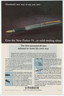 Parker Pens Vintage Ad (Parker 75 in Solid Sterling Silver) # 639 - 1960's