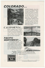 Load image into Gallery viewer, Pacific Northwest Railway Vintage Ad - (Burlingtonm Route - Train to Colorado &amp; California) # 640 - 1960&#39;s
