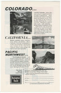 Pacific Northwest Railway Vintage Ad - (Burlingtonm Route - Train to Colorado & California) # 640 - 1960's